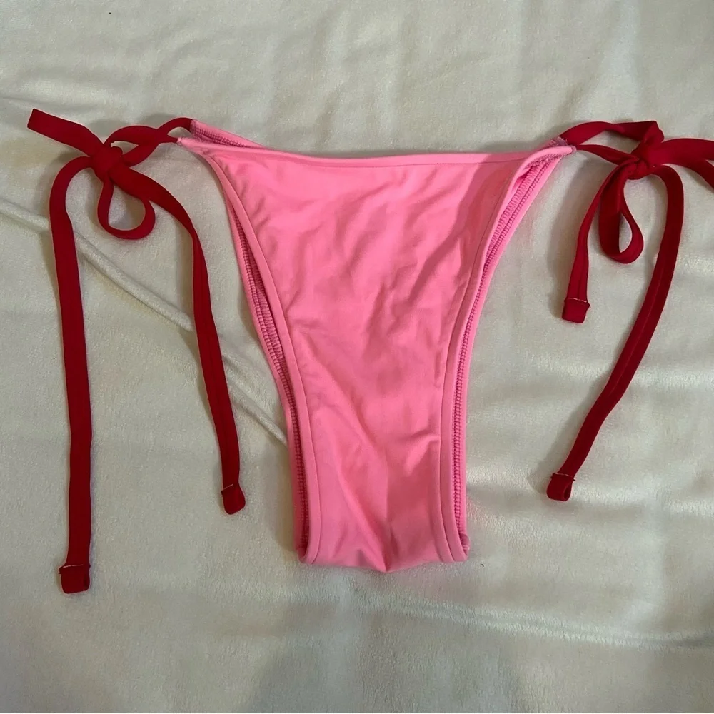 New! Frankie's Bikinis x Pink rosemary Tie Bikini Bottom 1524